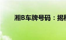 湘B车牌号码：揭秘背后的地区归属